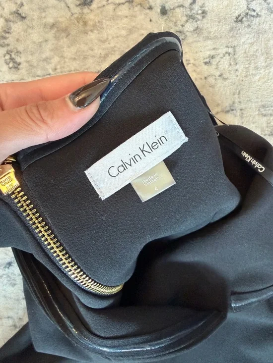 Calvin Klein Off-Shoulder Black Sheath Dress - Picture 6 of 7